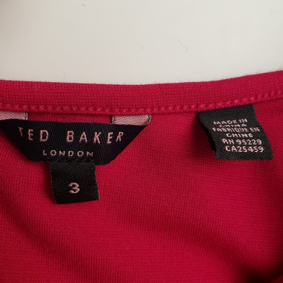 Ted Baker London Saco Pink Magenta V-Neck Sheath Dress 3/4 Sleeve Size 8 - Picture 10 of 14